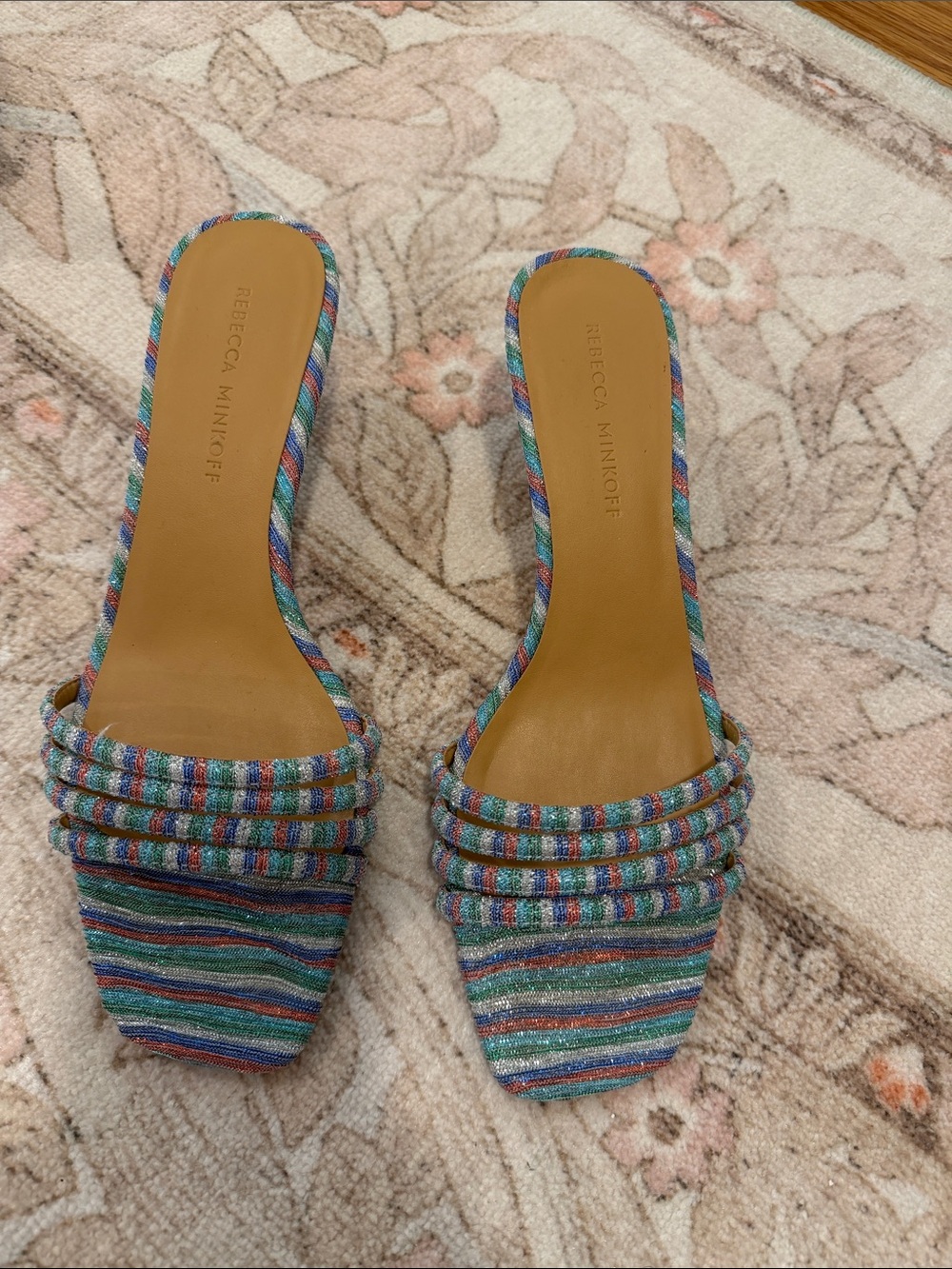 Rebecca Minkoff Striped Multicolor Slide Mules